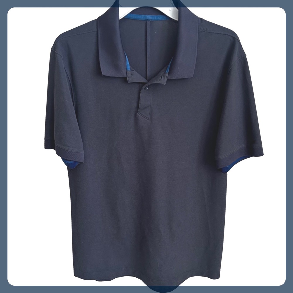 Lululemon‎ Men's Navy Blue Polo Shirt Short Sleeve Athleisure